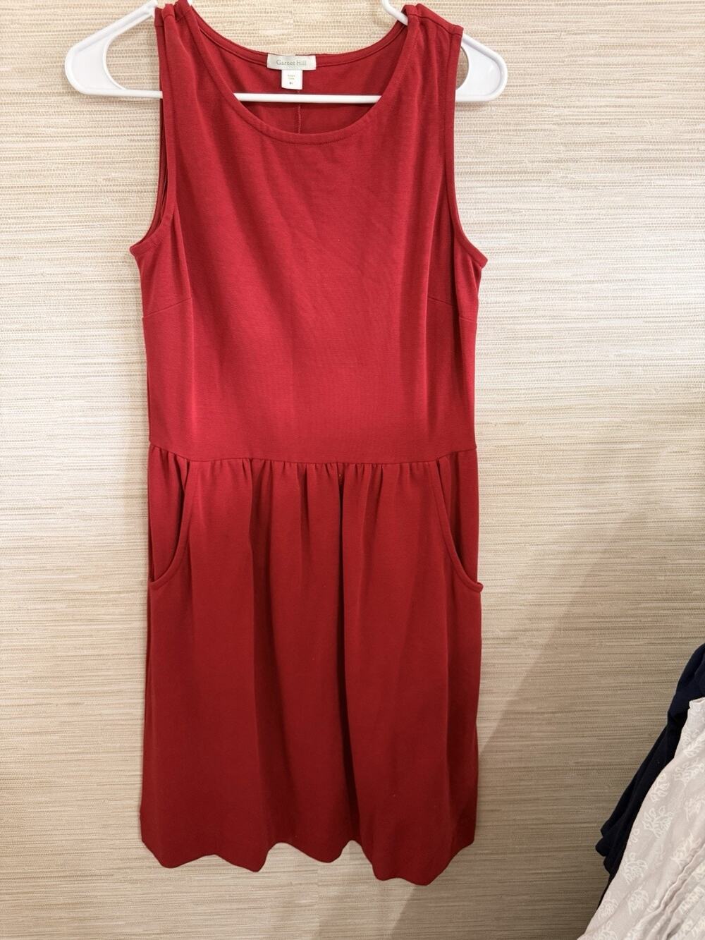 Garnet Hill women's Drop waist front pocket tank dress in Brick Red size 4